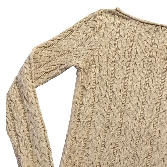 Lauren Ralph Lauren 100% Cotton Fitted Cable Knit Sweater Sz L Preppy Classic - Picture 3 of 7